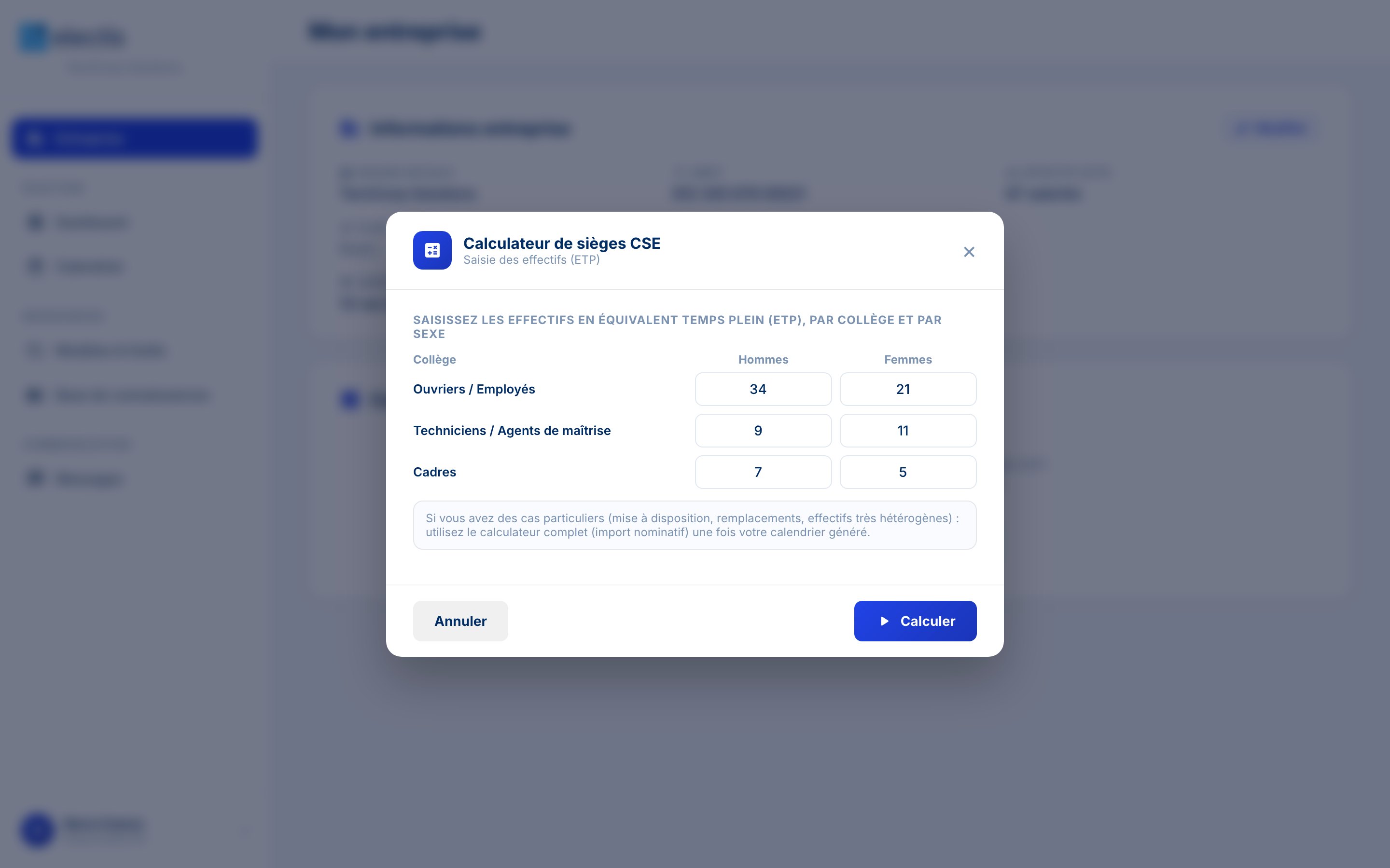 Seat calculator for the CSE