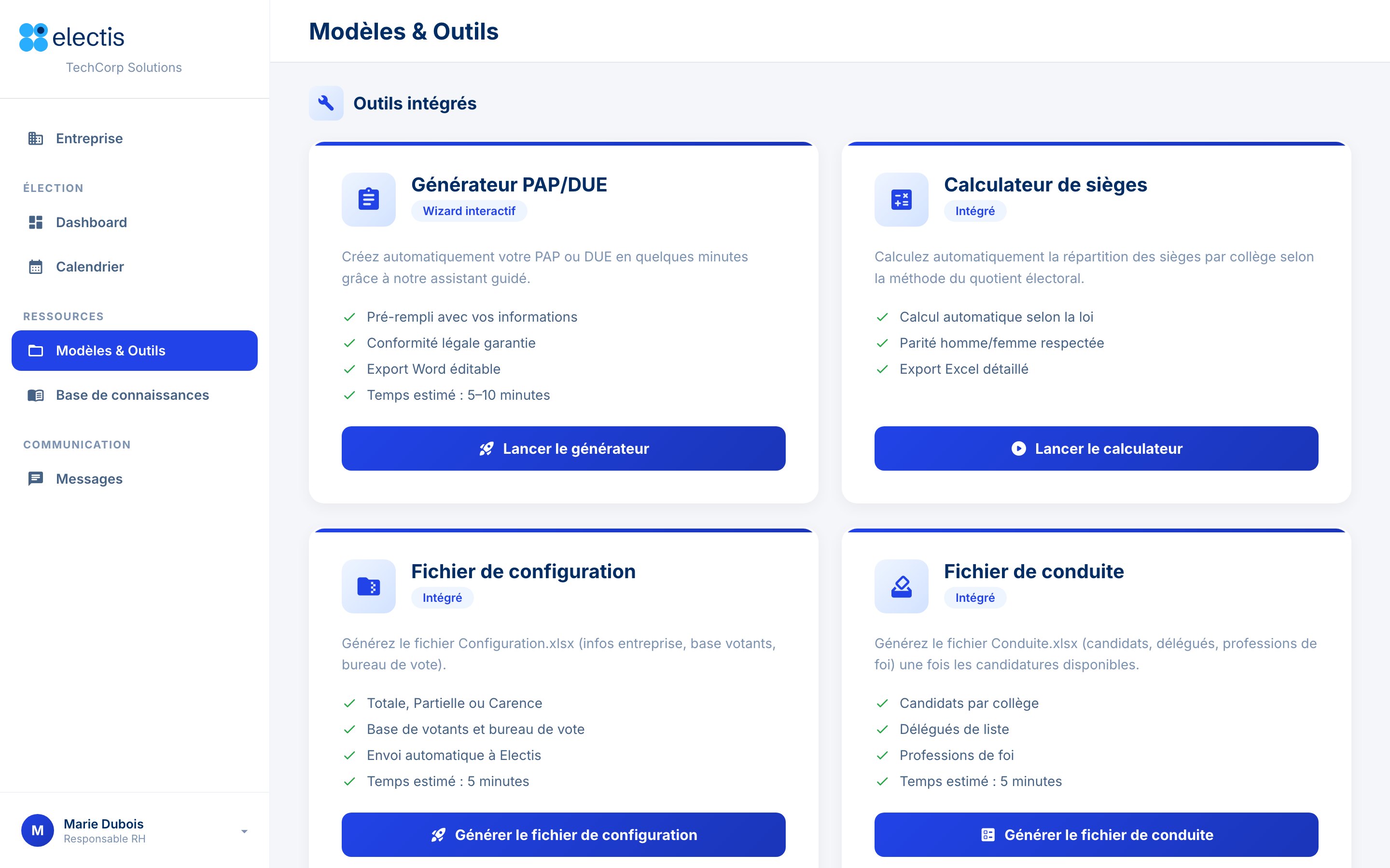 Templates and tools page