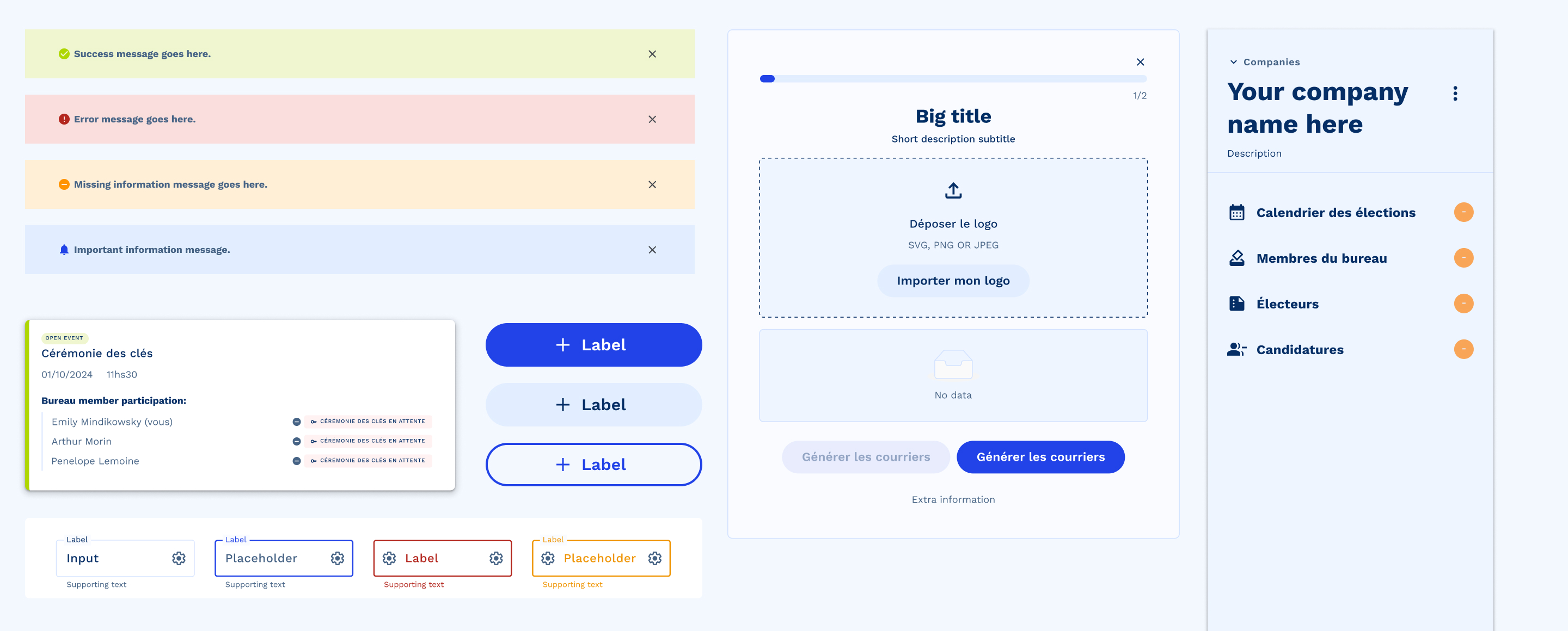 Components of the Electis design system