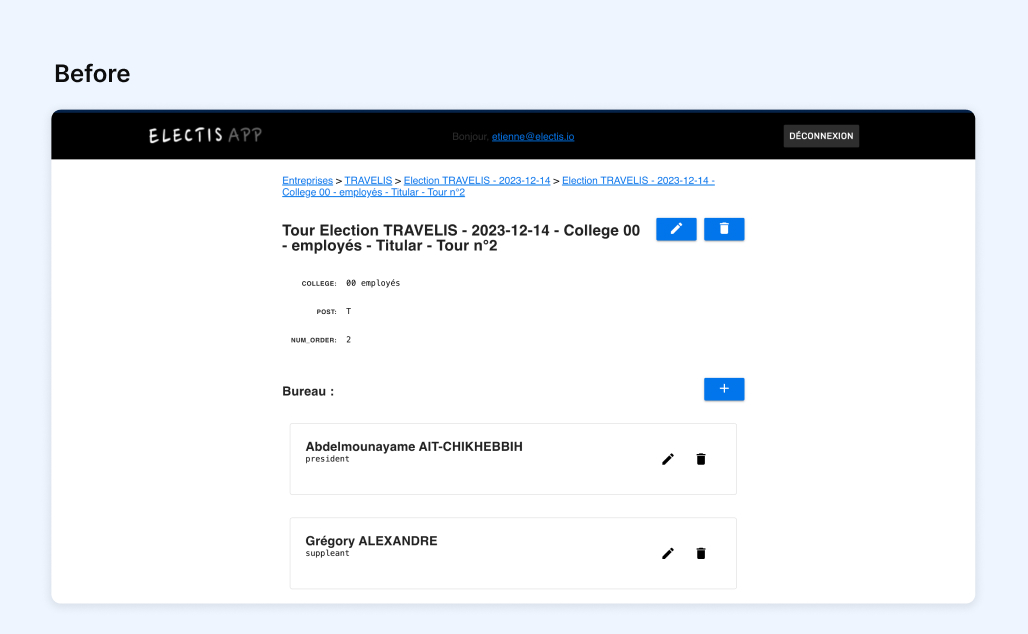 The election page before the redesign: a single page with every parameter